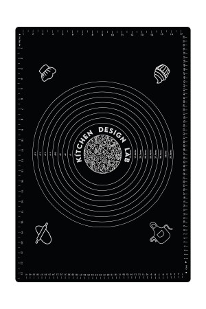 Schwarz 1. Hochwertige Silikon-Mehrzweck-Teigausrollmatte 45 cm x 65 cm. Schwarze Teigmatte 45 x 65 cm - Kitchen Design Lab