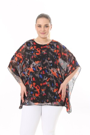 SCHWARZ-ROT-CHIFFON-TUNIKA FÜR DAMEN IN ÜBERGRÖSSE - Xl Modam