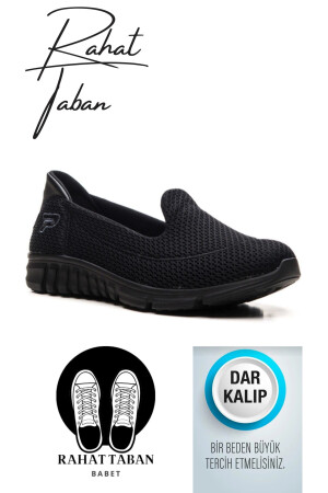 Schwarze Ballerina-Freizeitschuhe mit orthopädischer Sohle für Damen - Musoon