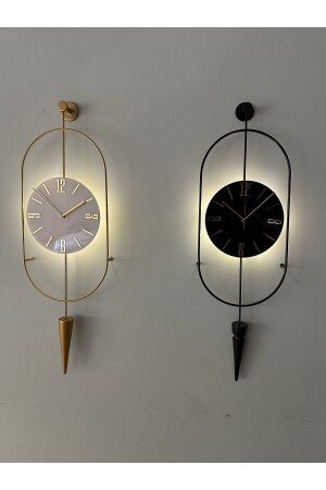 CalleaDesign Wanduhr Filippo Mit Pendel – Schwarz, 20x50cm – Batteriebetrieben