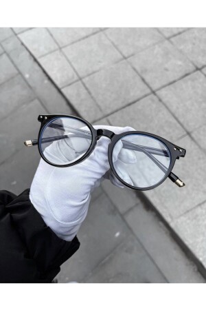 Schwarze Unisex-Brille mit rundem Rahmen und Blaulichtfilter - Bestwork