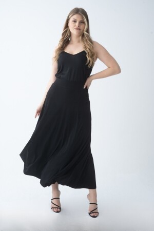 Schwarzer langer Rock in Übergröße mit elastischem Bund - Nelly