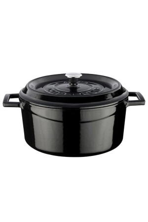 Schwarzer trendiger runder Topf aus Gusseisen, Durchmesser (Ø) 24 cm, LV Y TC 24 K2 BL - Lava