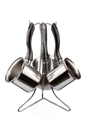 Schwarzes Kaffeekannenset aus Stahl mit Metallbügel - Trend