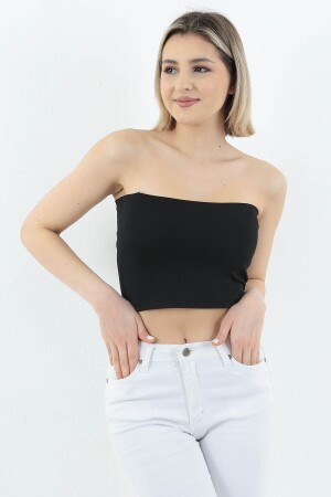 Schwarzes trägerloses Bustier-Crop für Damen - Ways
