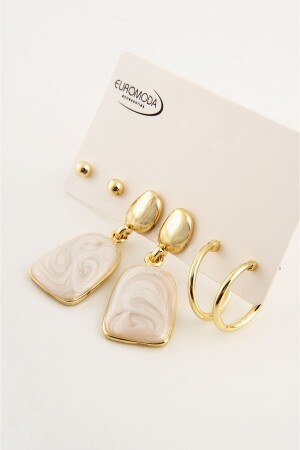 Sedefli Mineli Özel Tasarımlı Vidalı Küpe - Euromoda