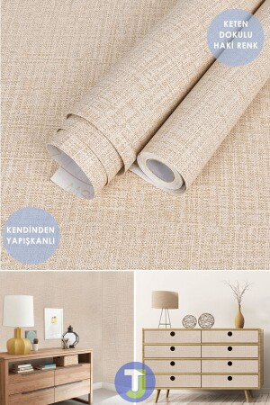 Selbstklebende Tischdecke in Leinenoptik für Küche, Badezimmer, Arbeitsplatte, Wandschrank, Tisch, 60 x 100 cm - Technojet