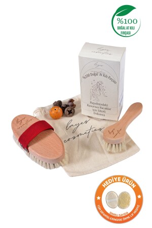 Selülit Karşıtı Doğal At Kılı Selülit Fırçası ve At Kılı Yüz Fırçası - Layes