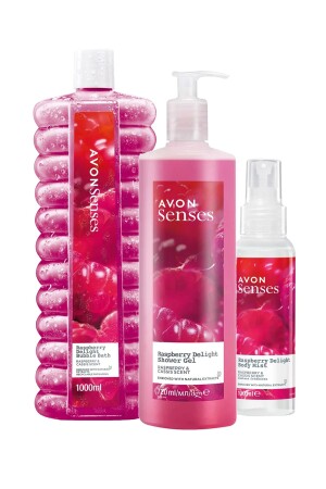 Senses Ahududu ve Frenk Üzümü Kokulu Duş Jeli- Banyo Köpüğü ve Vücut Spreyi Paketi - Avon