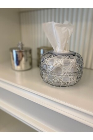 Serviettenhalter aus geschliffenem Kristallglas – geräuchert – Geräucherter Serviettenhalter - dekorasyon garajı