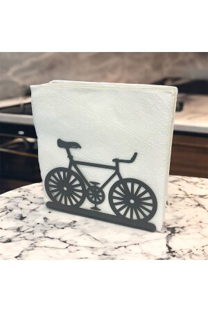 Serviettenhalter aus Metall mit Fahrradmotiv, Schwarz 202102900039 - decorelax