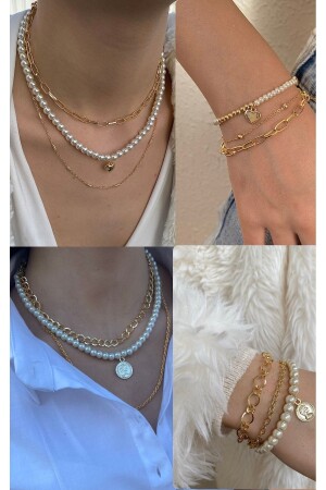 Set aus 4 verschiedenen Kombinationsprodukten in einem Perlenketten-Armband - Takıtarzım