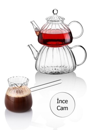 Set aus feuerfester Borasilikatglas-Teekanne und Glas-Kaffeekanne mprn-2354 - 1