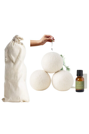 Set aus Wäschewolle-Trocknerbällen und Duftstoffen – natürlicher Weichspüler – für Trockner – 3 Stück – XL - 1