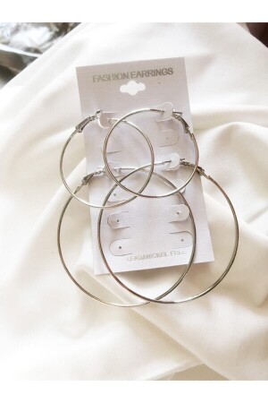 Set mit 2 großen Creolen in Silberfarbe - Design Look