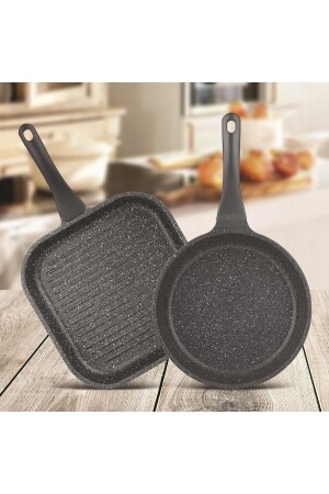 Set mit 2 Schneebesenpfannen (28 cm Grill, 26 cm) – Grau THE. 024. 52 - ThermoAD