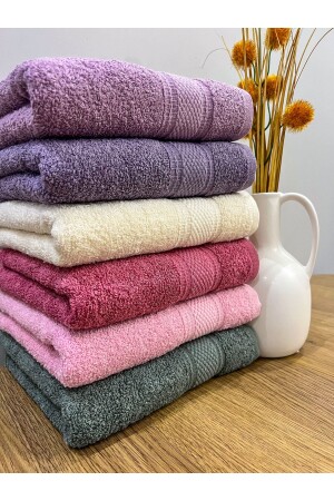 Set mit 6 Jacquard-Hand- und Gesichtshandtüchern aus 100 % Baumwolle im Format 40 x 80 cm - Ayhanhome