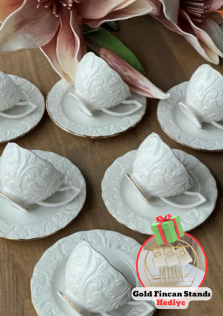 Set mit 6 Kaffeetassen aus Porzellan - İpek Porselen