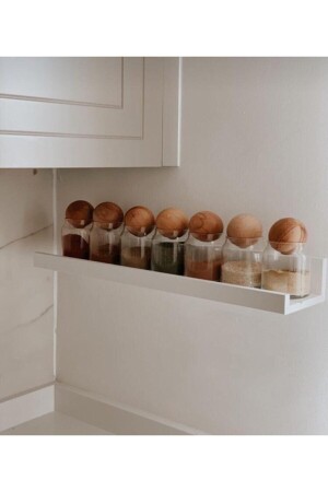 Set mit 7 300-ml-Glasgewürzgläsern, Snack- und Zuckerdosen mit Holzkugeldeckeln - Fbzhome