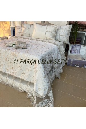 Sevdam 11 Parça Krem Çeyizlik Gelin Seti %100 Pamuk ÇBSVDMGS - Çeyiz Bahçesi