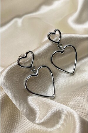 Silberfarbene Herz-Ohrringe - Eylülün Takısı