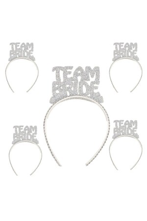 Silberfarbene „Team Bride“-Krone mit Schriftzug, Eva-Material, silbrige Braut-Team-Brautjungfer-Krone, 5 Stück, PAN625SLV5PCS - 1