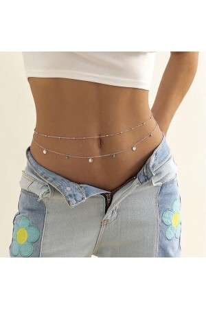 Silberfarbenes Taillenzubehör-Set mit Münzdetail und Taillenzubehör-Set mit Kugelkette - Pop Up Store