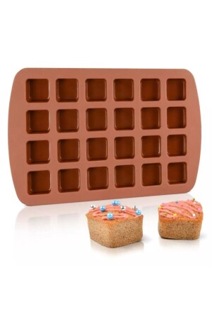 Silikon Sabun Mum Muffin Çikolata Kalıbı 24'lü Kare - 3