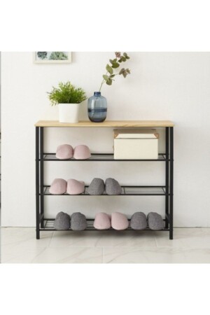 Siyah 4 Katlı Çok Amaçlı Raf Ve Ayakkabı Rafı - Retodesign