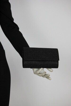 Siyah Çupra Simli Kadın Abiye Portföy Çanta - Efnanstore