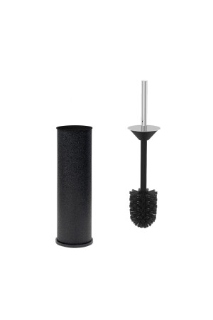 Siyah Kadife -4 Lü Set Pedallı Çöp Kovası Wc Klozet Fırça Sabunluk Diş Fırçalık Seti VE6524003-SK - 4