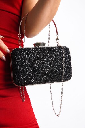 Siyah Kadın Taşlı Ve Sade Özel Zincir Ve Kolçaklı Abiye Çanta Bg1175-310-0011 - Bakgiy