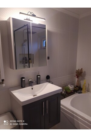 Siyah Kasa Sarı Işık Elektrikli Banyo Duvar Ayna Tablo Aydınlatması Kuğu Aplik Ledli Aplik 0041 - 4