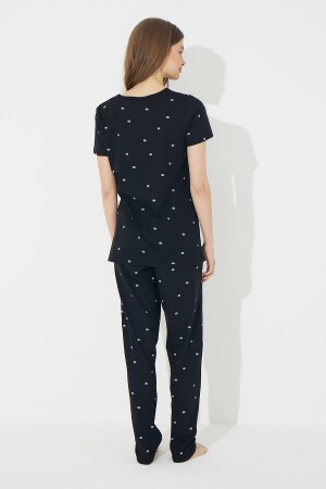 Siyah Kısa Kollu Pamuklu Pijama Takımı 7612 Çarşı 24 Avrupa