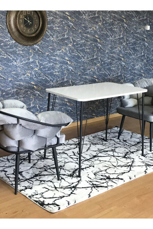 Siyah Metal Ayaklı 60x90 Cm (TEK MASA) Parlak Beyaz Eclipse Mutfak - Balkon - Çalışma Masası-masa TYC00622409452 - 2