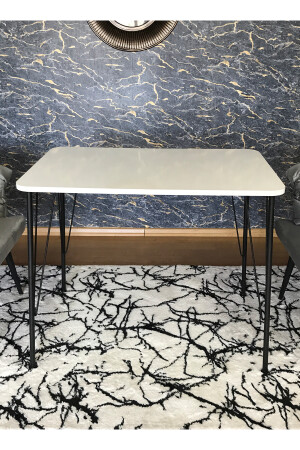 Siyah Metal Ayaklı 60x90 Cm (TEK MASA) Parlak Beyaz Eclipse Mutfak - Balkon - Çalışma Masası-masa TYC00622409452 - 3