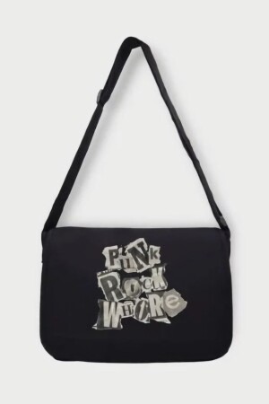 Siyah Punk Rock Whore Postacı Çanta - Ef Butik