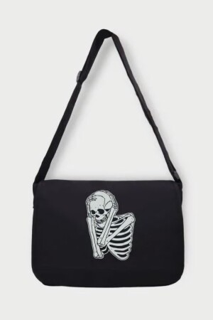 Siyah Üzgün Iskelet Postacı Çanta EFBUTIK10772 - Ef Butik