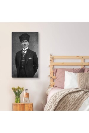 Siyah Ve Beyaz Atatürk Portresi Kanvas Tablo Dekoratif Canvas Tablo LINE-34 - 3