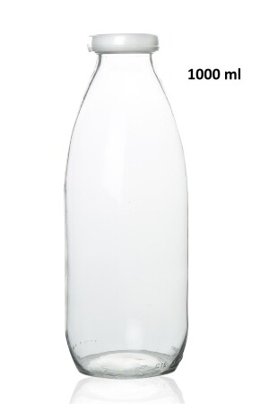 Sızdırmaz Kapaklı Şeffaf Cam Süt Ayran Limonata Meşrubat Şişesi 1000 Ml - Milea