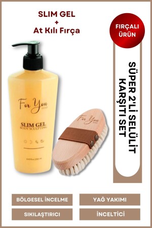 Slim Jel Inceltici-sıkılaştırıcı-bölgesel Incelme-çatlak Ve Selülit Krem-at Kılı Fırçası - For You Gold