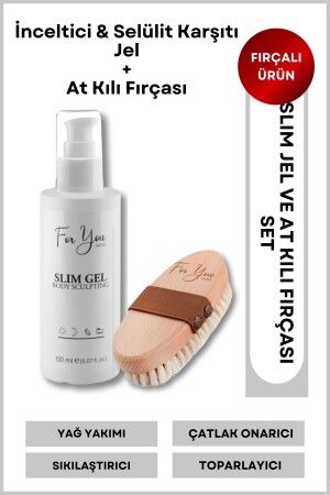 Slim Jel Inceltici-sıkılaştırıcı-toparlayıcı-çatlak Karşıtı Ve Selülit Kremi 150 ml At Kılı Fırçası - For You Gold