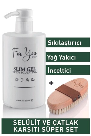 Slim Jel Inceltici-sıkılaştırıcı-yağ Yakıcı–bölgesel Incelme-çatlak Ve Selülit Krem 500 Ml-at Kılı F - For You Gold