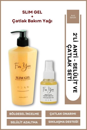 Slim Jel (slimgel) Selülit Jeli Ve Çatlak Oluşumunu Azaltmaya Yardımcı Çatlak Bakım Yağı&çatlak Seti - For You Gold
