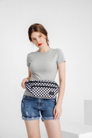 Smbyb3087-5146 Siyah-beyaz Kadın Bel Çantası - Smart Bags