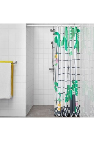 SNÖJONKVILL duş perdesi, beyaz-yeşil, 180x200 cm 70557415 - 2