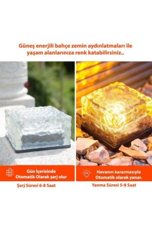 Solar Güneş Enerjili Buz Cam Zemin Dekoratif Bahçe Aydınlatma Led Kristal Gömülü Havuz 0TPBHAY1K1-2 - 2
