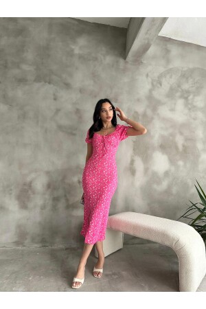 Sommerkleid mit Blumenmuster, Wassermelonenärmeln und Schlitzdetail - Enterstore