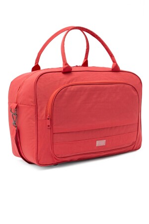 Somon Renk Krinkıl Kumaş 00816 Unisex Önü Cepli Suya Dayanıklı Omuz Askılı El Spor Seyahat Çantası - Kaff