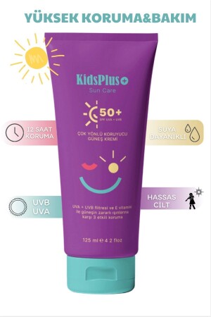 Sonnenschutzcreme LSF 50 (125 ml) – hoher Schutz. Schließen Sie die Kappe, indem Sie von oben drücken! - Kidsplus